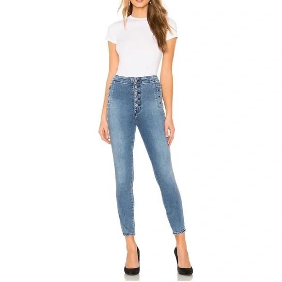 J Brand Natasha Sky High Crop Skinny in Meteor exposed button - Picture 4 of 12